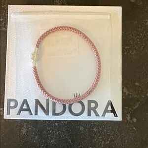Pandora Rose Pink Braided Bracelet with Silver Clasp